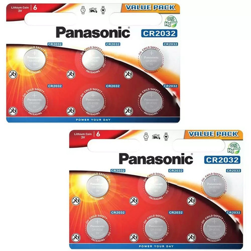 12x panasonic cr2032 - panasonic, 3v